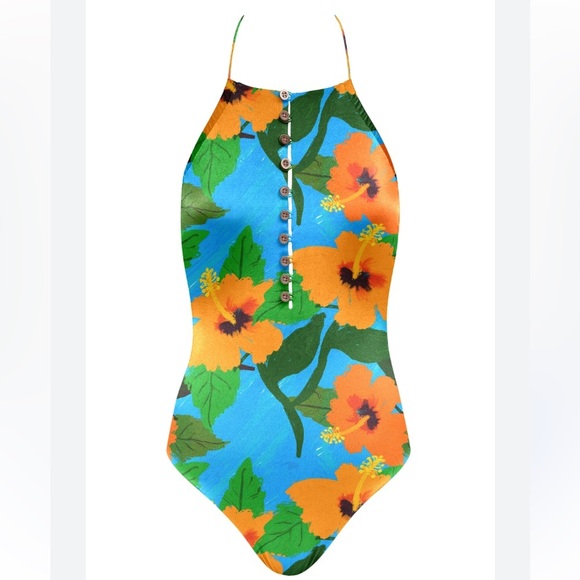 NWOT OCHIE Diana floral multicolored one piece swimsuit 14086 - Picture 1 of 7